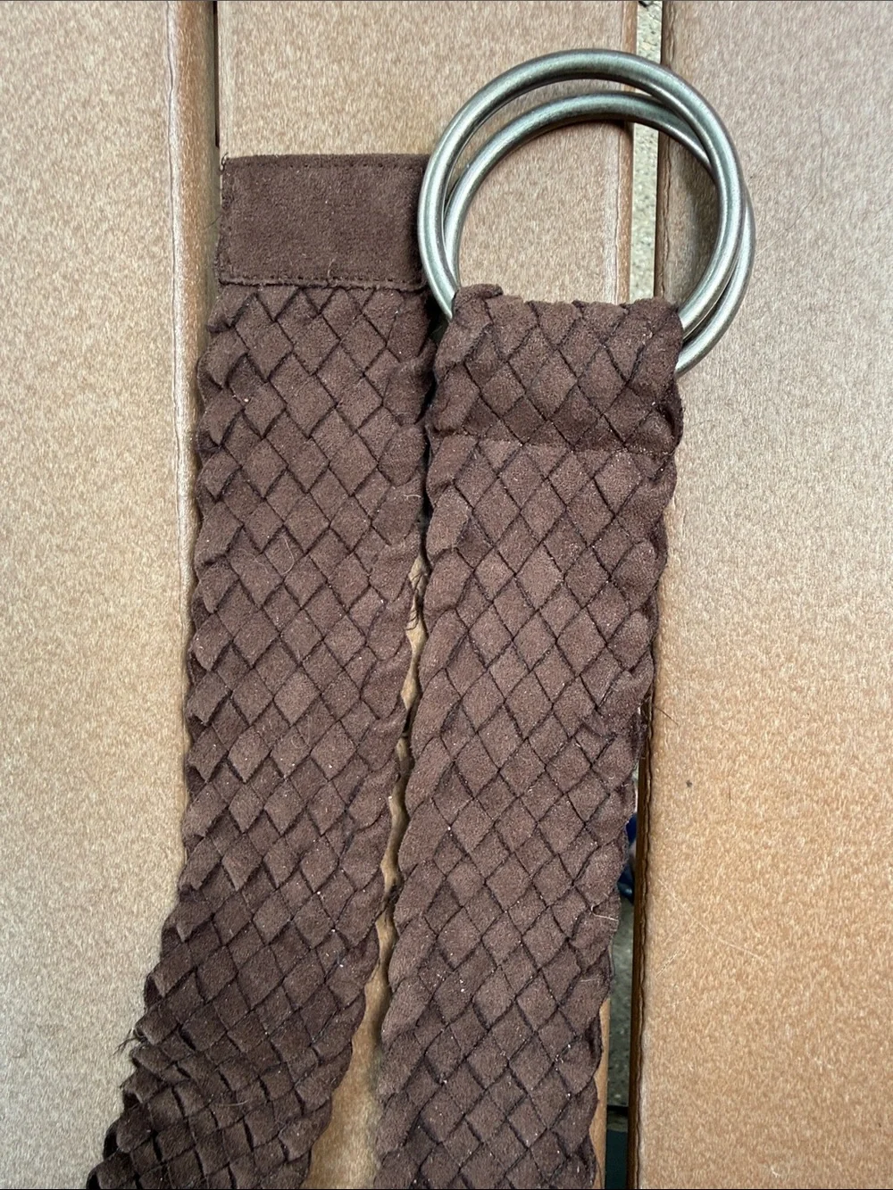 Limited Too Y2K Braided Brown Faux Leather Ring Belt